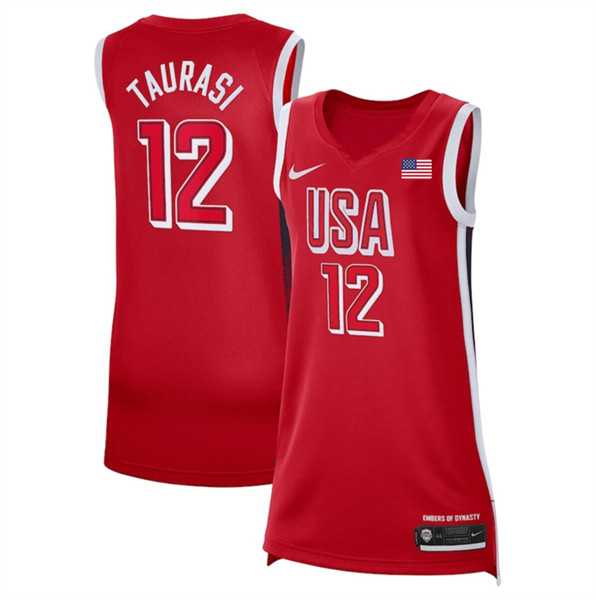 Womens USA Basketball #12 Diana Taurasi Red 2024 Swingman Stitched Jersey